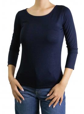 Maglia girocollo tinta unita manica 3/4